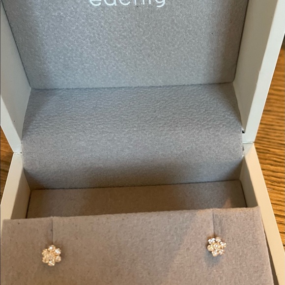 Edenly Children’s White Gold Diamond Stud Earrings - Picture 2 of 3